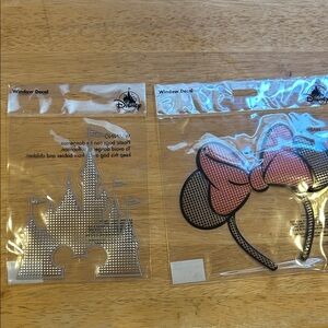 Walt disney world Pink Minnie Ear and castle sparkly Window Decals new!
